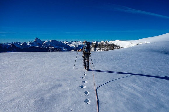 We had to be a bit cautious for crevasses with the fresh snowfall on the glacier but generally we could see where they were