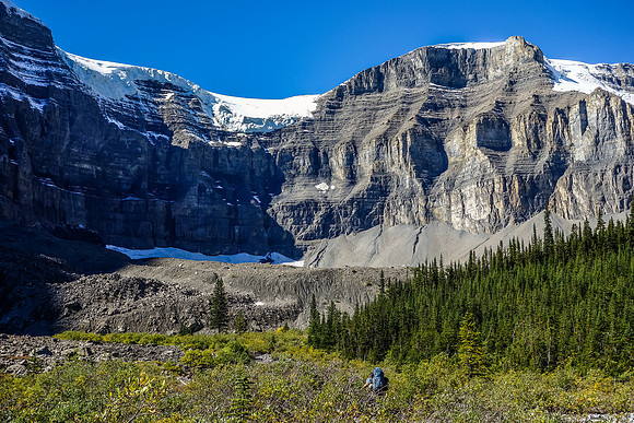 Eric is dwarfed by the terrain.