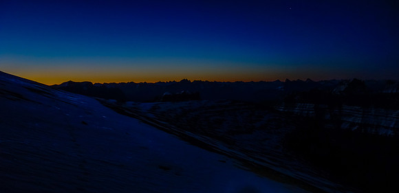 Early morning crossing the Amery Glacier, looking back east.
