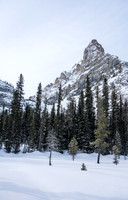 Looking south at a dramatic outlier of Mount Whymper.