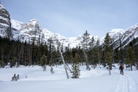 Wietse skis up the Chickadee Valley approach trail.