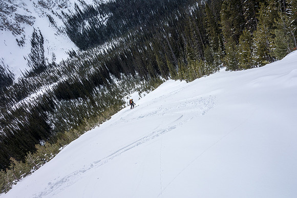 Skiing the lower avy slope.
