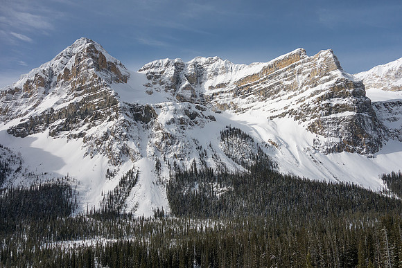 Gorgeous views south from the lower avy slope, looking towards Mount Whymper.