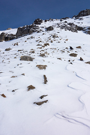 Looking up the scrambly ridge.