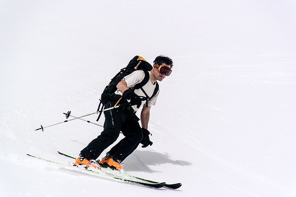Spring skiing is the best - T-shirt and goggles.
