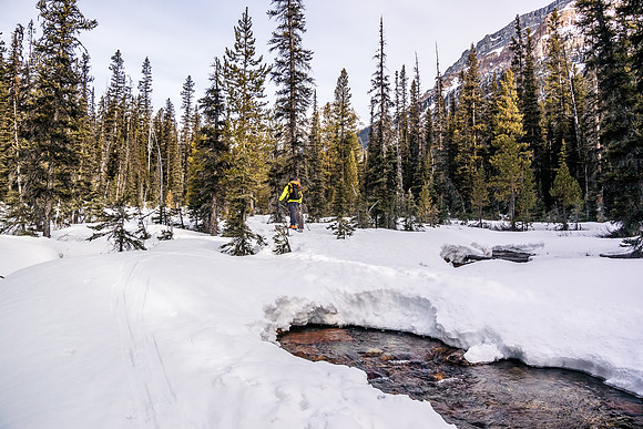 Wietse skis along the cheerful Vermillion River.