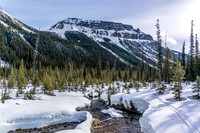 Looking back at our ascent skin track and Boom Mountain on the left.