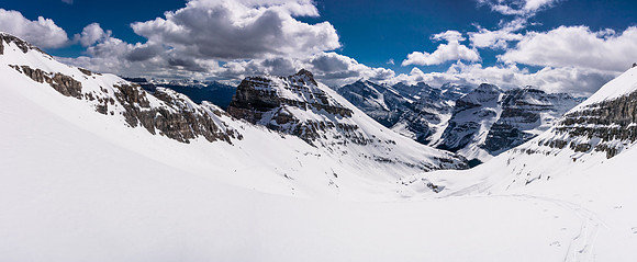 Looking back as we near the col.