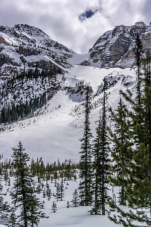 The impressive ski couloir coming down from Mount Whymper looks like a blast!