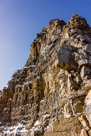 Climbing the north ridge with the east face at left.