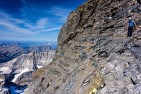 he terrain on the SW face is continuously threatening to kick you off - very careful downclimbing is necessary.