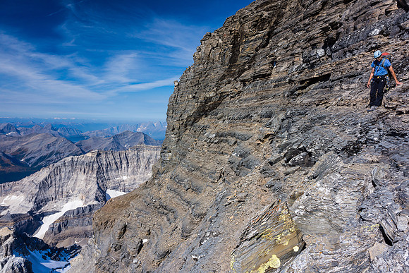 he terrain on the SW face is continuously threatening to kick you off - very careful downclimbing is necessary.