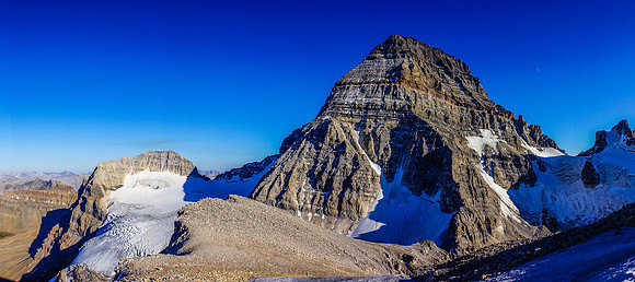 Impressive views of Mount Assiniboine with Magog at left.