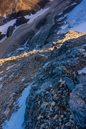 Climbing the lower ridge beneath the red band.