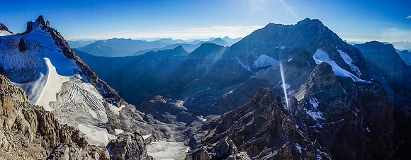 Looking over the Sturdee / Assiniboine col with Aye Mountain at right.