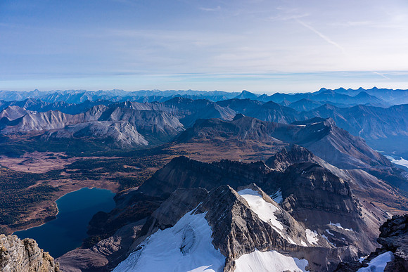 Looking over the Wonder Pass area, including Terrapin, The Towers, Wonder Peak and Mount Cautley.