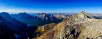 Looking past Wedgewood Peak and Lake to Nestor, Simpson with Indian Peak at left over Ferro Pass.