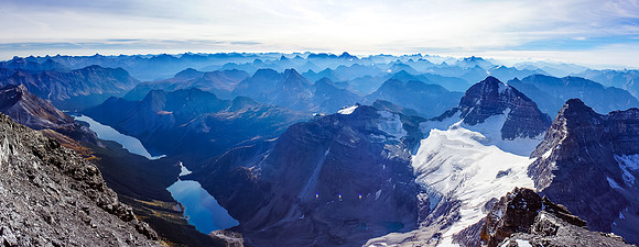 Great views down Gloria and Marvel Lakes with Eon and Aye to the right. Lunette is at lower right.