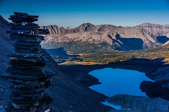 Looking over Lake Magog from near the Hind Hut. The Gmoser Highway route comes in from straight in front of me here - the opposite direction of our approach.