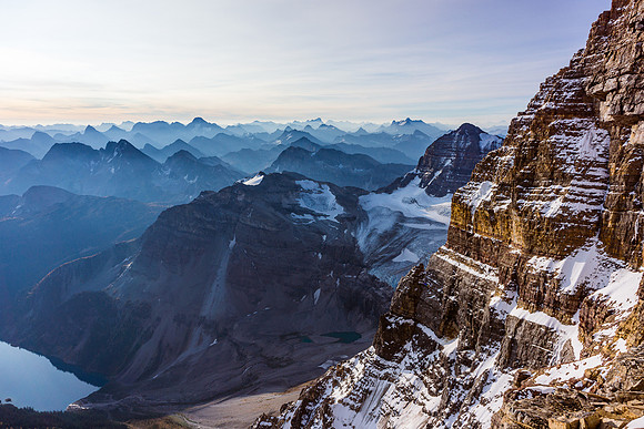 Looking out over the east face over Mount Gloria and past Eon.