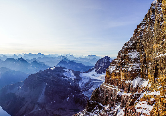 Looking out over the east face over Mount Gloria and past Eon.