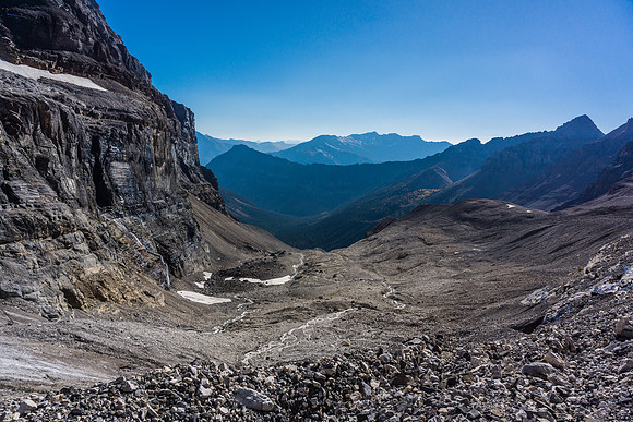 Looking back as we approach the glacier. We came from the lower left.