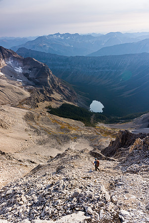 Descending the neverending SW face.