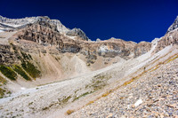 Looking ahead to a nice scree grunt! We go right of the buttress right of center on light colored scree.