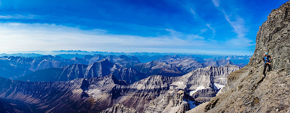 Kev does his best to stick to the SW face of Assiniboine!