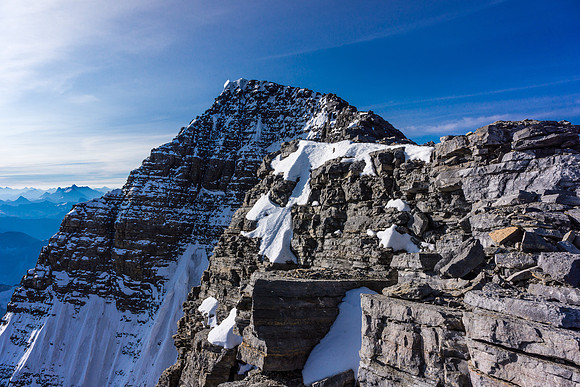 The summit of Mount Assiniboine comes into view! Almost half way...