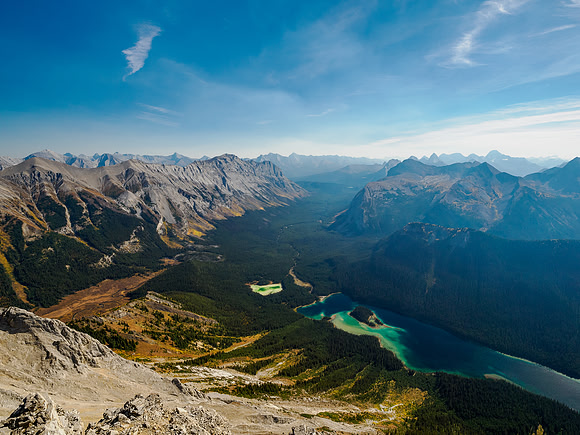 Views over Marvel Lake down Bryant Creek.