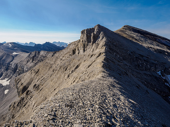 Traversing back from Gibraltar Rock to Mount Cautley.