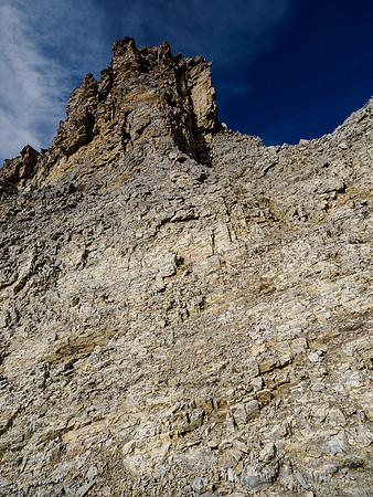 Descending the summit block of Wonder Peak.