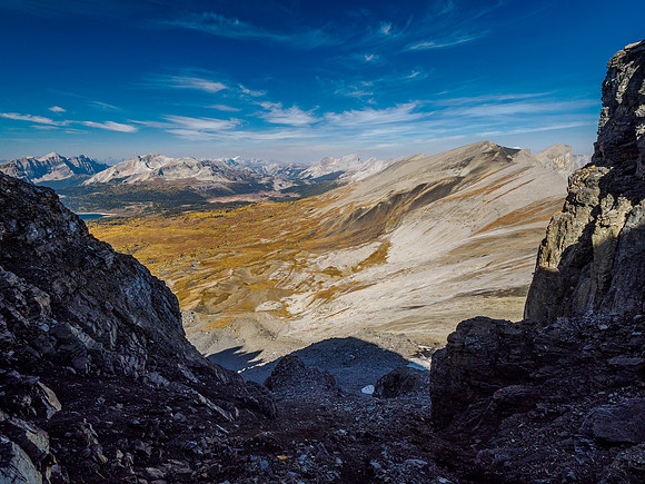 Traversing around NE cliffs on Wonder Peak.