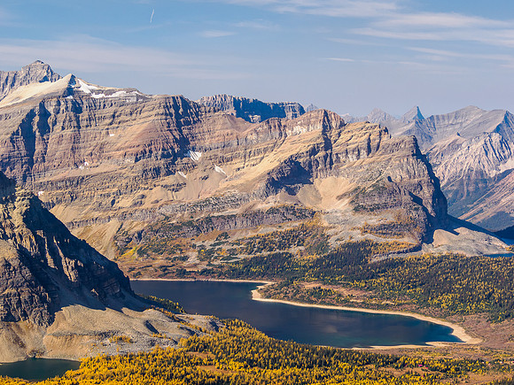 Goat Towers or Sunburst Peak over Lake Magog.