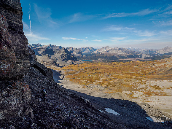 Traversing around NE cliffs on Wonder Peak.