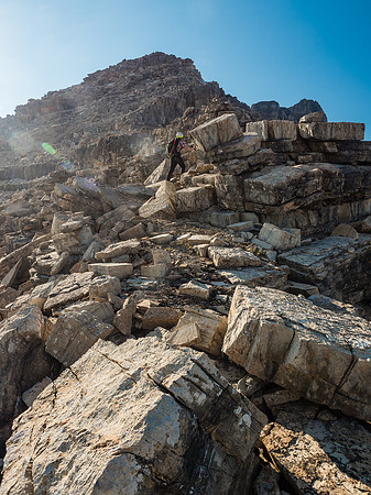 Don't underestimate the looseness of the terrain on the larger Assiniboine peaks.