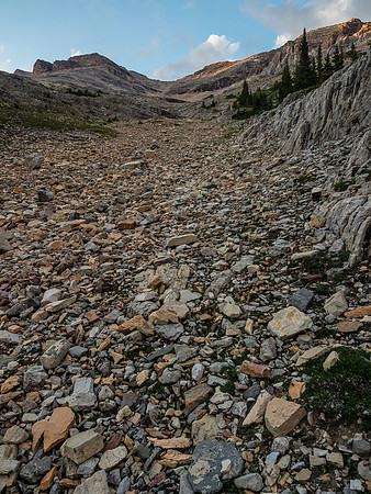 Looking back up the easy SW descent gully.