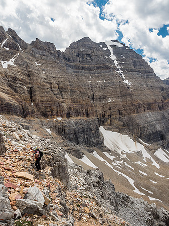 Big terrain - and bloody loose as you can see. But we really enjoyed the blocky, ledged terrain. It reminded me of the SW face of Mount Assiniboine.