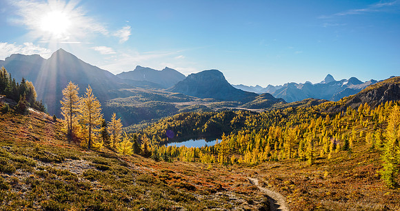 Hiking the Sunshine Meadows to Howard Douglas Lake.