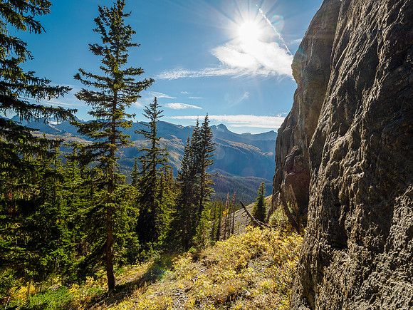 Traversing back under the south cliffs of Golden to the Valley of the Rocks Trail.