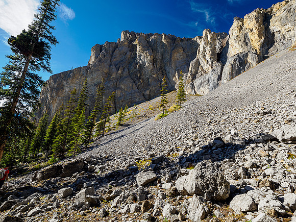 Traversing back under the south cliffs of Golden to the Valley of the Rocks Trail.