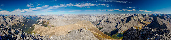 Fatigue Creek at left, Brewster Creek at right with the Sundance Range at center.