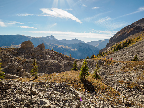 Traversing back under the south cliffs of Golden to the Valley of the Rocks Trail.