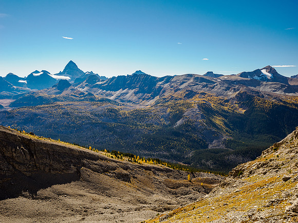 Views to the Assiniboine core area and Nestor (R).