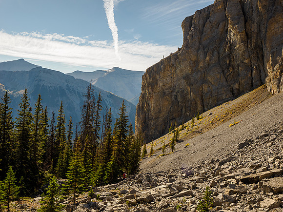Traversing back under the south cliffs of Golden to the Valley of the Rocks Trail.