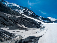 Looking back at our tracks crossing the Mons Glacier outflow stream.