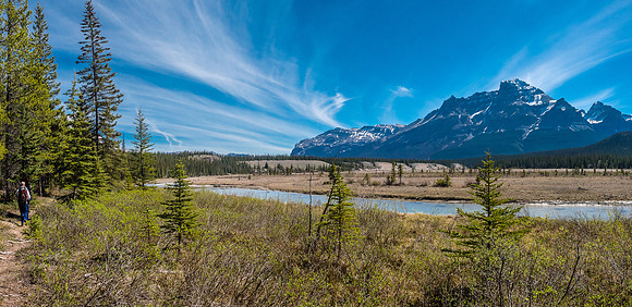More gorgeous views as we hike along the river flats - Mount Murchison looming on the right.