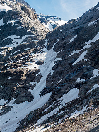 Looking across at the alpine route up the headwall.