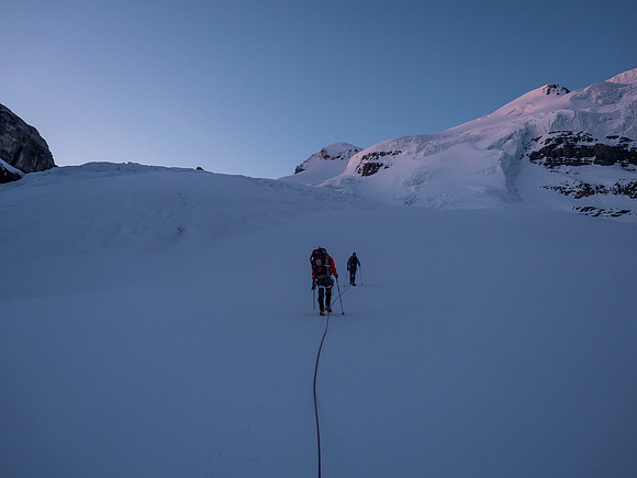 Predawn lighting on the glacier.
